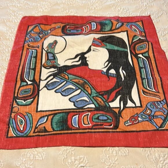 Vintage Inuit Girl Wolf Bandana - Picture 3 of 4